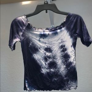 Off the shoulder blue top